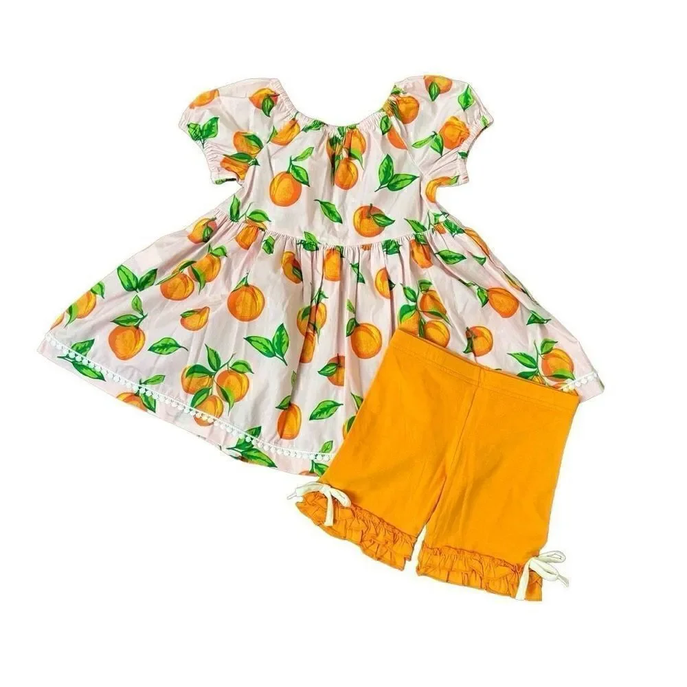 Eleanor Rose Pixie Top Pink Orange Fruit & Brailey Shorts Orange NEW Size 7-8